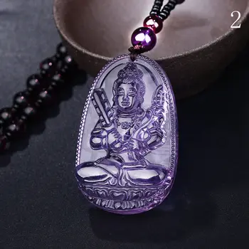 3A Ametyst Náhrdelník z Prírodného Kameňa Prívesok Buddha Guardian Loptu Reťazca Šťastie Dar Uzdravovania crystal Vyrezávané Ženy Muži Reiki Šperky