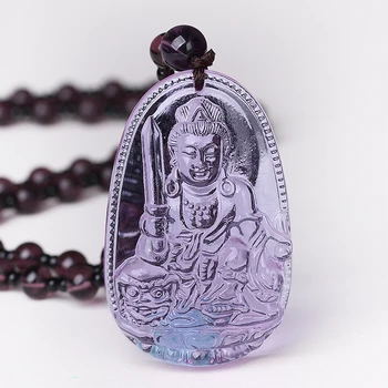 3A Ametyst Náhrdelník z Prírodného Kameňa Prívesok Buddha Guardian Loptu Reťazca Šťastie Dar Uzdravovania crystal Vyrezávané Ženy Muži Reiki Šperky
