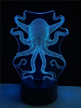 Nové Zviera, Ryby, Chobotnice 3D Lampa LED USB Náladu Nočné Svetlo luminaria Infantil Farebný Dotykový Diaľkové Stôl písací Stôl Dieťa Narodeniny Gfit RGB