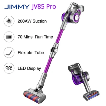 JIMMY JV85 Pro Vreckový Vysávač 200AW Najsilnejší Sací 70 Minút Behu Flexibilné Kovové Trubice, LED Displej Akumulátorový Vysávač