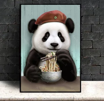 Roztomilý Kreslený Panda Plagát, Tlač Zvieratá Plátno Na Maľovanie Škôlky, Detská Izba Wall Art Obrázok Pre Obývacia Izba Deti, Domáce Dekorácie
