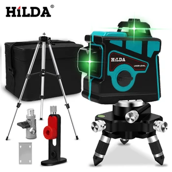 HILDA Laser Úrovni 12 = 3D Úroveň Self-Vyrovnanie 360 Horizontálne A Vertikálne Kríž Super Silný Zelený Laser Úrovni