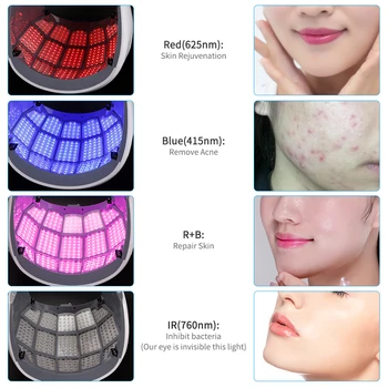 4 Farby PDT Masku na Tvár LED svetelná Terapia Stroj Omladenie Pokožky Tváre, Maska Proti Starnutiu Akné, Vrásky, Odstraňovač kórejský LED Maska