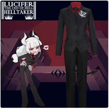 Helltaker Cosplay Kostým Lucifer Červené Tričko Jednotné Dievčatá Bunda, Nohavice, Tričko Halloween Kostým Pre Ženy