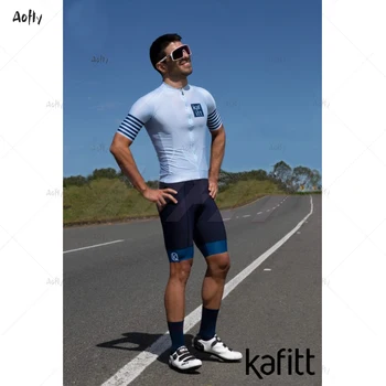 Kafitt Svetlo modrá Krátky Rukáv Pár cyklistické Triatlon vyhovovali Cyklistické Skinsuit nastaviť Maillot Ropa Ciclismo ženy jumpsuit nastaviť