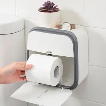 Dvojvrstvový Toaletný Papier Držiak Nepremokavé Stenu Tkaniva Box Polica Silné Zaťaženie Ložiska Skladovanie Prípade pre Domáce Kúpeľne