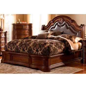 Americký kvalitného masívneho dreva, spálne, nábytok set kožené postele 316