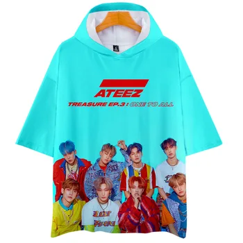 Idol Kpop ATEEZ T Shirt 3D Vytlačené Streetwear Lete Krátky Rukáv Hoodies T-shirt Módne Hip Hop Ulzzang Žena Harajuku Tričko