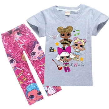 LoL suprise Originálne detské Súpravy tričká a nohavice lol bábiky Deti t tričko Lete Batoľa Dievča Oblečenie Dievčatá Oblečenie, Pyžamá