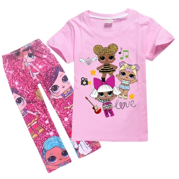 LoL suprise Originálne detské Súpravy tričká a nohavice lol bábiky Deti t tričko Lete Batoľa Dievča Oblečenie Dievčatá Oblečenie, Pyžamá