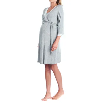 Materská Šaty Tri-bod Rukáv Materskej Nightgown Sleepwear Pre Tehotné Ženy Čipky Materské Pyžamo, Oblečenie C0050
