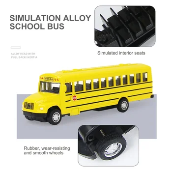 Zliatiny Simulované Školský Autobus Žltá Diecast Vytiahnuť späť Auta Detí Kovových Automobilových Vozidiel Hračky Vzdelávacie Hračky pre Chlapcov Darček