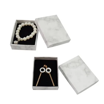 24pcs kartón šperky okno display box náhrdelník náramok náušnice štvorcových, obdĺžnikových, marble white WY606