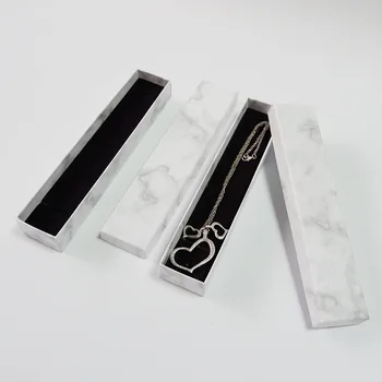 24pcs kartón šperky okno display box náhrdelník náramok náušnice štvorcových, obdĺžnikových, marble white WY606