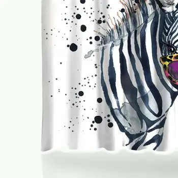Vtipné Zebra s Rose Okuliare Módne Nepremokavé tkaniny Tkaniny Domova Sprchový Záves Kúpeľňa Záclony s 12 Háčiky