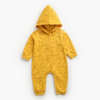 2021 Dieťa, Chlapec, Dievča Dinosaura Kostým Pevné Gree Žltá Remienky Pring Jeseň Bavlna Romper Playsuit Oblečenie