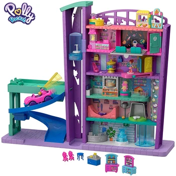 Pôvodné Polly Pocket Pollyville Mega Mall Super Pack Hračky pre Dievčatá, Nákupné Centrum Dievčatá Príslušenstvo Deti Hračka Dom Playset