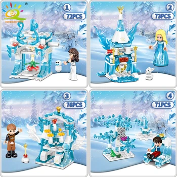 HUIQIBAO 292Pcs Snehová Kráľovná Magic World Stavebné Bloky, Hračky kamarátkami Palác Ľadová Princezná Hrad Údaje Tehly Deti Darček Hračka