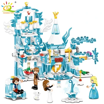 HUIQIBAO 292Pcs Snehová Kráľovná Magic World Stavebné Bloky, Hračky kamarátkami Palác Ľadová Princezná Hrad Údaje Tehly Deti Darček Hračka