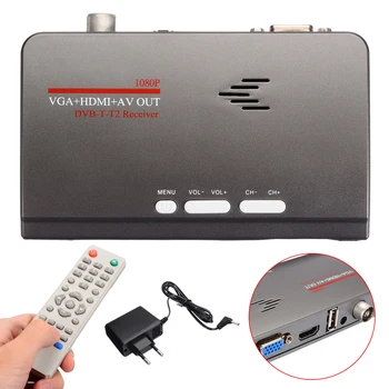Mewest 1pc HD 1080P S VGA Verzia DVB-T/T2 TV Box Black AV CVBS Digitálny Prijímač Diaľkového Ovládania 15x14x5cm Mayitr