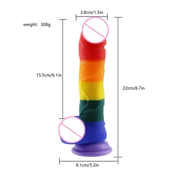 Rainbow Realistické Dildo Veľký Péro Lesbain Sexuálne Hračky pre Ženy Mäkký Penis G-spot Klitorálny Žena Masturbator Dospelých Sex Toy Shop