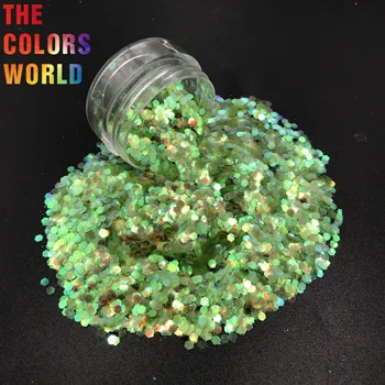 TCR10 Dúhové Rainbow Svetlo Zelenej Farby Hexagon Tvar na Nechty, Glitter Umelecké Dekorácie Tela Lesk Očné tiene Henna Handwork urob si sám
