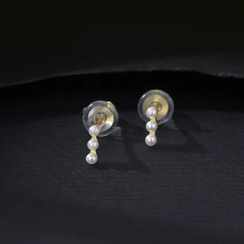 Knobspin 925 Sterling Silver Módne Jednoduché Biele Sklo, Pearl Geometrické Kúzlo dámske Náušnice Strany Jemné Šperky Darček