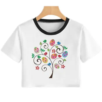 Farebný Motýľ Strom T Shirt Ženy Lete Bežné Plodín Top Tričko Harajuku kórejský Štýl Grafiky Módne Topy Krátke Žena T-shirt