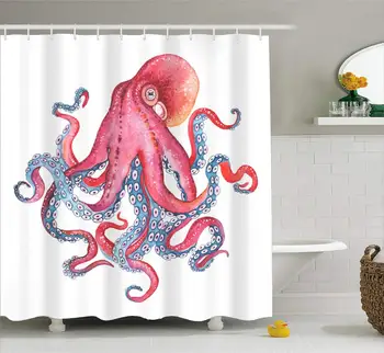 Roztomilý Octopus chápadlami Domova Nepremokavé Obrazovka Polyester Textílie Mora Zvierat Umývateľný Sprchový Záves Koľaji Domov Hoteli