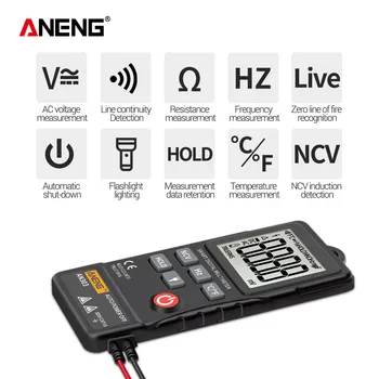 ANENG AN303 Mini True Rms Digitálny Multimeter 4000 Displej DC/AC Voltmeter Tester Kapacita NCV Ohm Odpor Hz Test auta