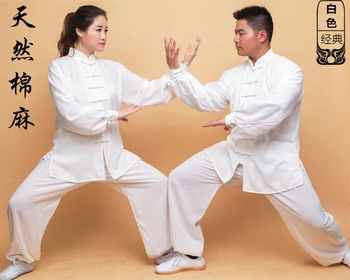 Tai Chi, Bavlnená posteľná bielizeň Dlhý rukáv Jar a na Jeseň Taiji box vykonávať Ranné cvičenie Nácvik Wushu Cvičenie oblečenie