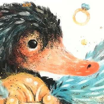 Niffler Akvarel Umenie Plagátu Obrázok Fantastické Zver Zvierat Plátno Tlačiť Maľovanie Pre Deti-Chlapci Izba Dekor Wall Art Č Rám