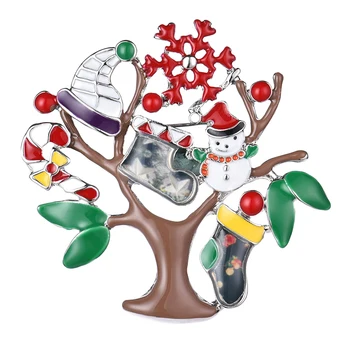 D&Rui Šperky 2019 Očarujúce Vianočné Strom Života Brošne Kolíky Trendy Osadenie Snehuliak Klobúk Veľké Golier Pin Brošňa pre Ženy