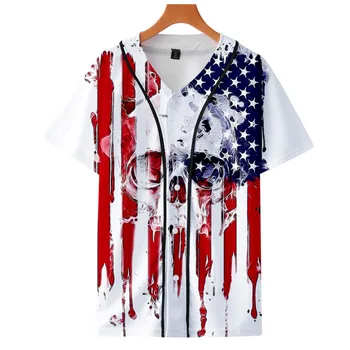 Lebka Eagle USA National Flag baseball T-shirt Hip Hop Tričká Bežné 3d Tričko Tee Harajuku Streetwear tričko značky Oblečenia