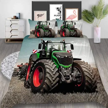 Sledovať Série 3D Vechile Traktor posteľná bielizeň Set Home Decor Mikrovlákna, prehoz cez posteľ obliečka na Vankúš Kráľovná King Size Posteľ Sady