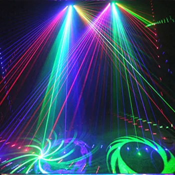 6 Očí Laserom Scaning Svetlá DMX512 RGB plnofarebný Laser Svetlo Linka Efekt Fáze Osvetlenie 6 Objektív Laserový Skener DJ, Disco Zariadenia