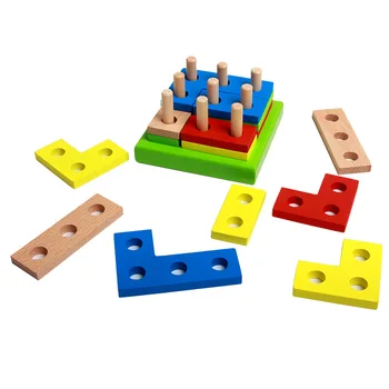 Drevené Tvar Poznanie Puzzle Skladačka Vzdelávacie Hračky Pre Deti, Geometrické a Zoraď Puzzle Pre Deti od 3 Rokov, MA0264H