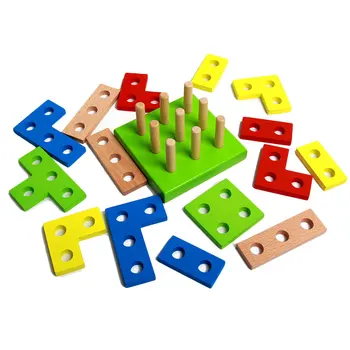Drevené Tvar Poznanie Puzzle Skladačka Vzdelávacie Hračky Pre Deti, Geometrické a Zoraď Puzzle Pre Deti od 3 Rokov, MA0264H