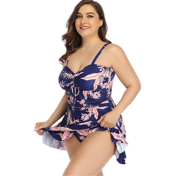 Sexy Plus Veľkosť Plaviek Ženy Kus Dvoch Ženské Plavky Tankini Šaty Push Up Plavky Pevné Lete Plávanie Oblek Pláž Nosiť