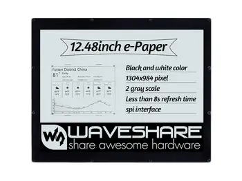 Waveshare 12.48 palec E-Ink displej modul, 1304*984 rozlíšenie,black/white dual-farba, SPI rozhranie