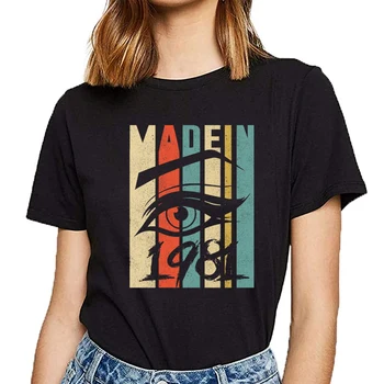 Topy T Shirt Ženy vintage vyrobené v roku 1981 38. narodenín Hip Hop Ročník Tlače Žena Tričko