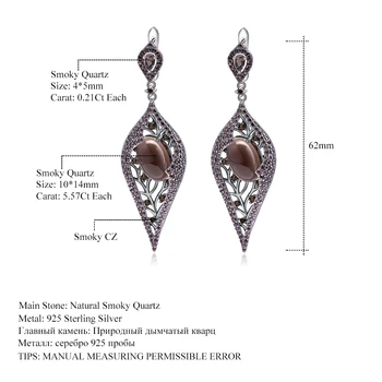 GEM BALET Prírodné Údená Quartz Kakao Šperky Sady 925 Sterling Silver Náušnice, Prsteň Prívesok Set Pre Ženy, Luxusné Šperky