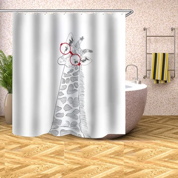Nové 1PC Moderný Minimalistický Zvierat Sprchový Záves Moldproof Nepremokavé Kúpeľni Vaňa Záves s C Typ Háčiky Kúpeľňa Záclony