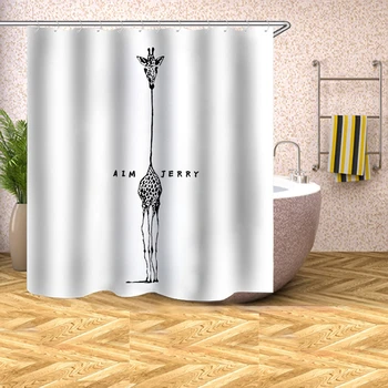 Nové 1PC Moderný Minimalistický Zvierat Sprchový Záves Moldproof Nepremokavé Kúpeľni Vaňa Záves s C Typ Háčiky Kúpeľňa Záclony