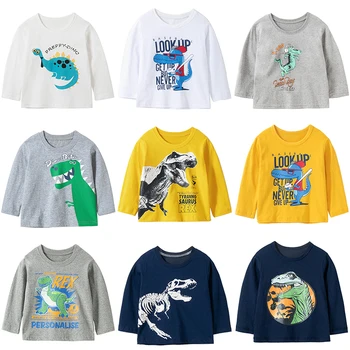 Deti Oblečenie na Jar Cartoon Dinosaura Dlho T-shirt Dievčatá Pohodlné Bavlnené Jeseň Oblečenie pre Chlapcov Ležérne Oblečenie pre Teenagerov