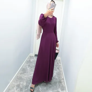 Moslimské Šifón Maxi Šaty 2020 Pevné Skromné šaty, Hidžáb Večierok Mubarak Nosí Marockej arabčine Turecko-Islamské Oblečenie