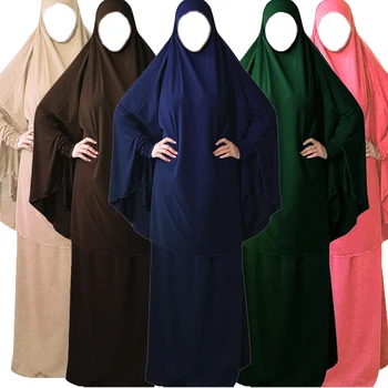 Ramadánu 2 Kus Moslimské Modlitby Odev Sady Ženy Hidžáb Abaya Jilbab Maxi Šaty Khimar Burqa Islamské Oblečenie Režijné Arabských Župan