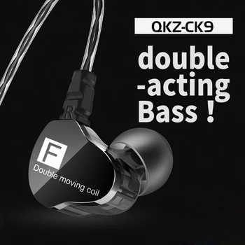 QKZ CK9 Káblové Slúchadlá Dual Pohybe Cievky Ťažké Basy HiFi Vymeniteľné Doštičky, Nastavené In-ear Športové Slúchadlá, Mikrofón