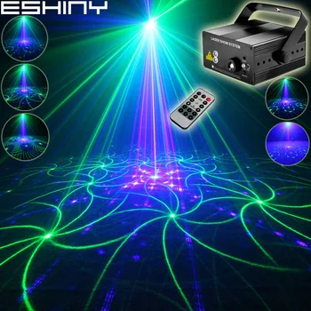 ESHINY Diaľkové Mini Zelený Modrý Laser 24 Vzory Projektor, Modré Led Bar, DJ, Disco Dance Family Party Osvetlenie svetelná Show N6T194