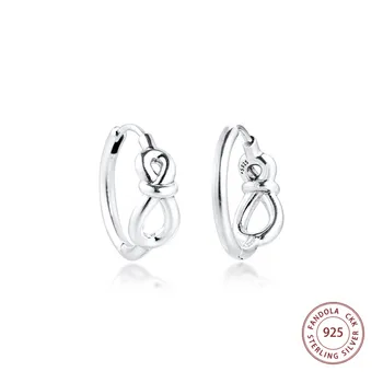 Autentické 925 Sterling Silver Infinity Uzol Hoop Náušnice pre Ženy Striebro Žena Náušnice Šperky Bijoux Brincos 2020